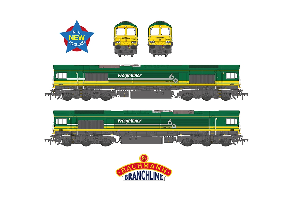 Bachmann Europe plc - Class 66/6 66601 Freightliner 60 1965-2025
